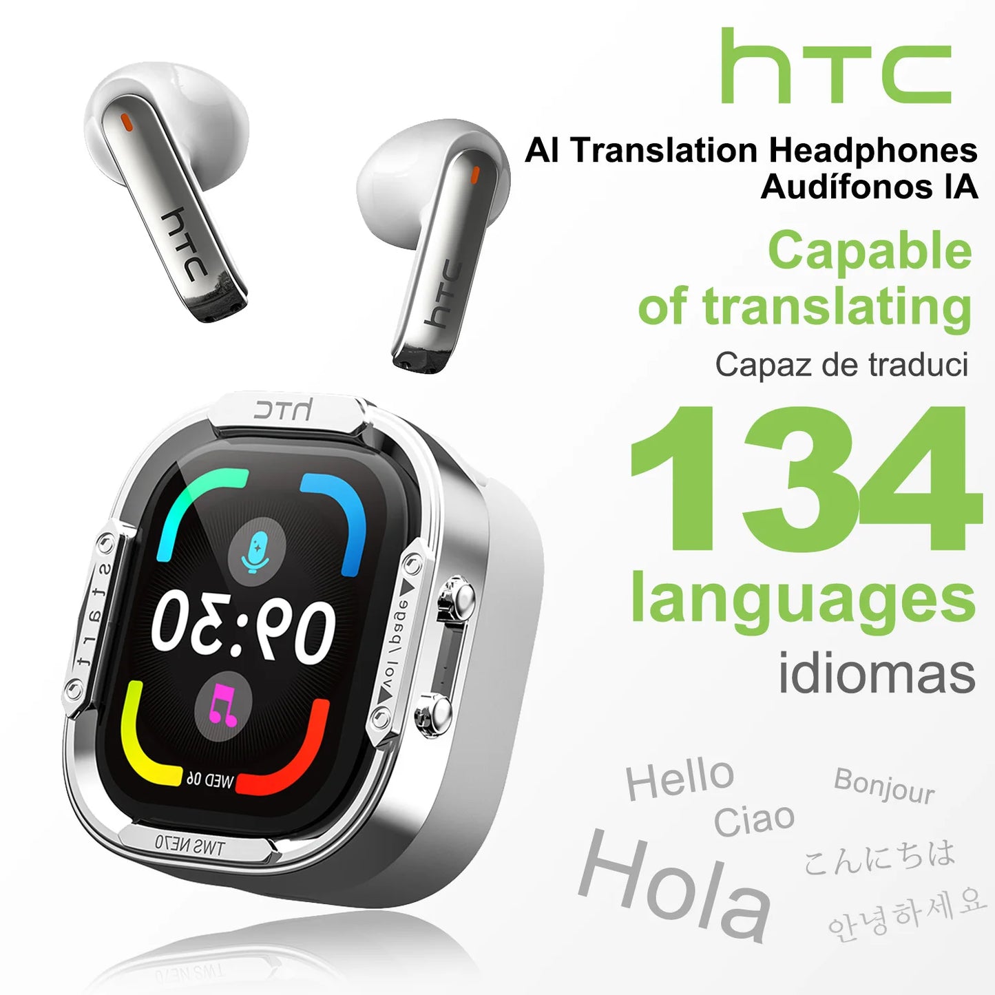 Auriculares Inalàmbricos Inteligentes HTC NE70 con traductor de Idiomas