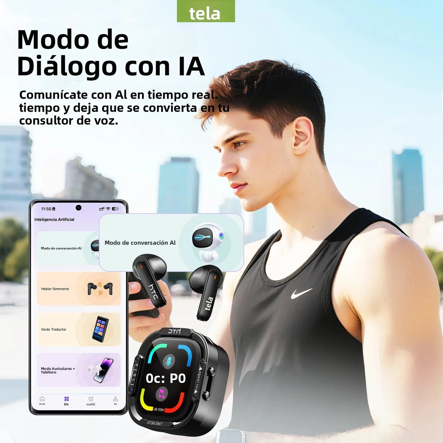 Auriculares Inalàmbricos Inteligentes HTC NE70 con traductor de Idiomas